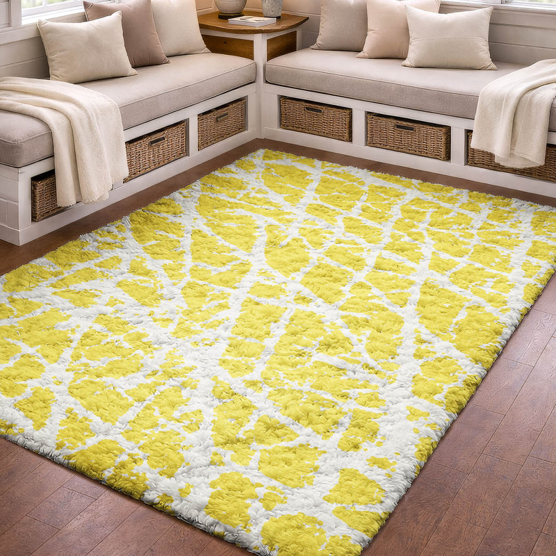 Tapis craquelé de première qualité ADS501, 8 pi x 10 pi, Jaune