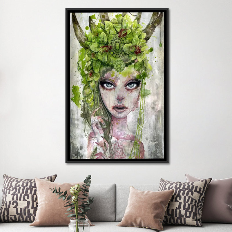 «Summer Crown» par Megan Majewski - Impression sur toile, H 26 po x l 18 po x P 1,5 po, Toile avec cadre noir, Pas de tapis