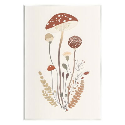 Bb-755-Champignons de bois et brindilles de fougère sur panneau de fibres à densité moyenne