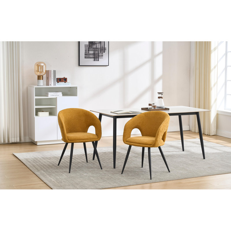 47.5cm H Upholstered Metal Accent, Yellow