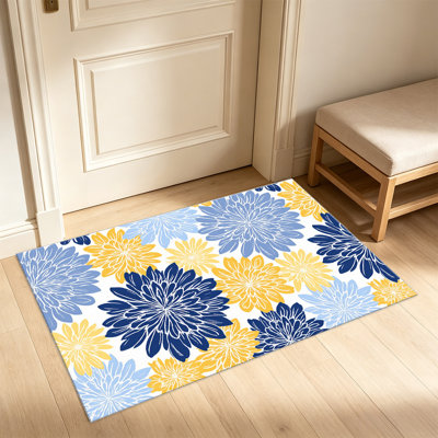 Tapis colorés Dahlia pour le salon, doux et confortable, adapté à toutes les saisons, facile à entretenir, tapis de sol intérieur lavable à la machine, sous la table de ferme convenant à la chambre à coucher, à la salle à manger, au bureau, au patio, au balcon, à la décoration intérieure