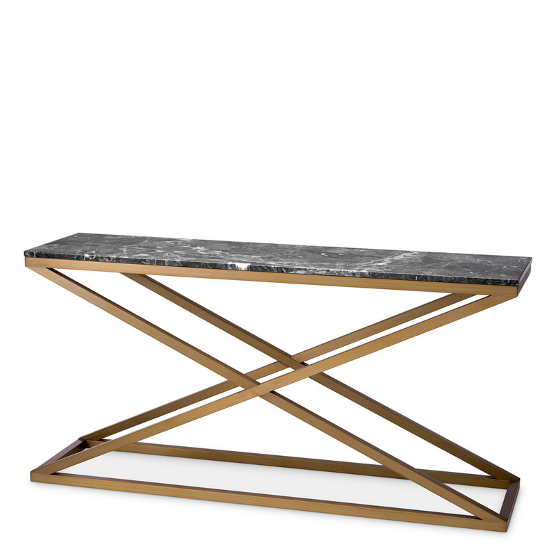 Console Table Criss Cross Brushed Brass Finish - Frame