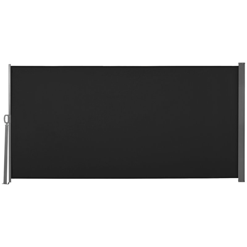 Dakota Fields 300cm W x 9cm D Polyester Cover Retractable Freestanding Awning, Black
