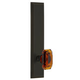 Grandeur Carré Tall Plate Privacy with Baguette Amber Crystal Door Knob