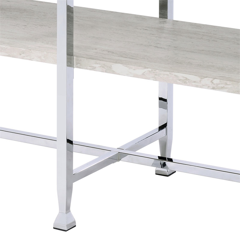 Brecon White Oak & Chrome Finish Sofa Table