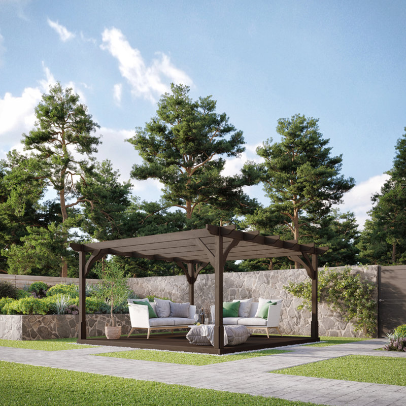 Jasly Premium Wall Mounted Pergola, 270cm H x 240cm W x 240cm D, Brown