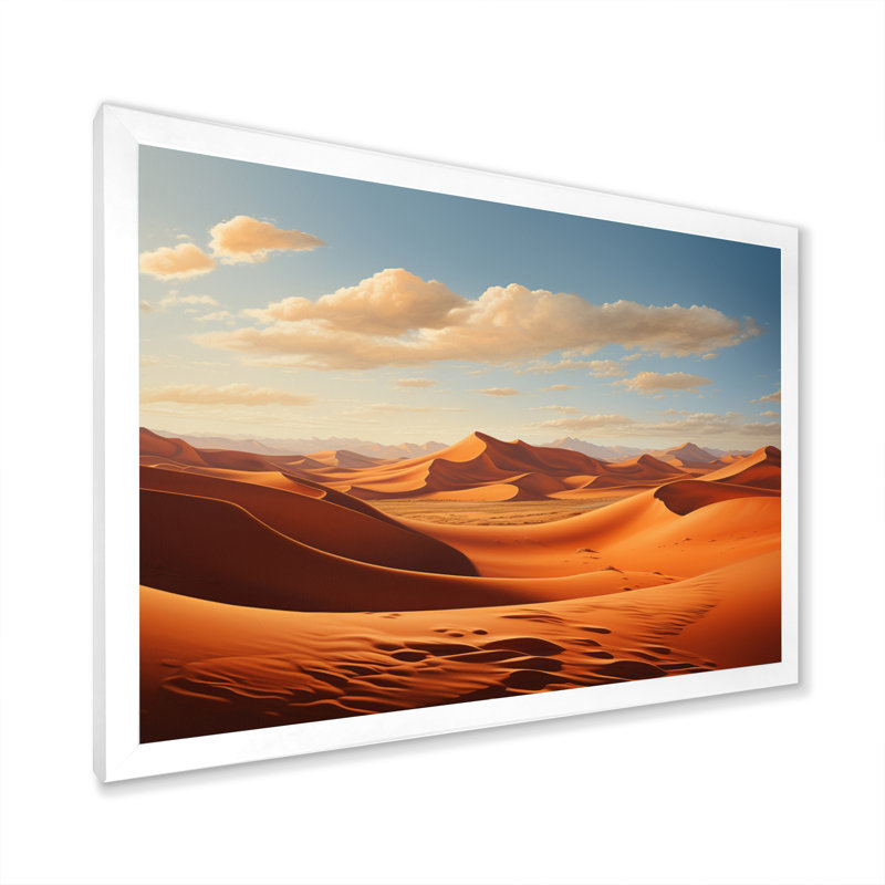 " Sahara Desert Multiple Countries III ", White Single Picture Framed, 12" H x 20" W x 1" D