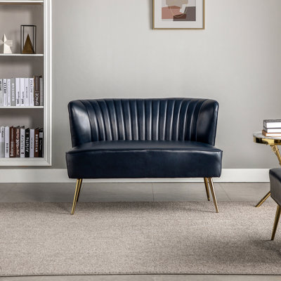 Leona 47'' Modern Faux Leather Armless Loveseat with Channel Tufted Back