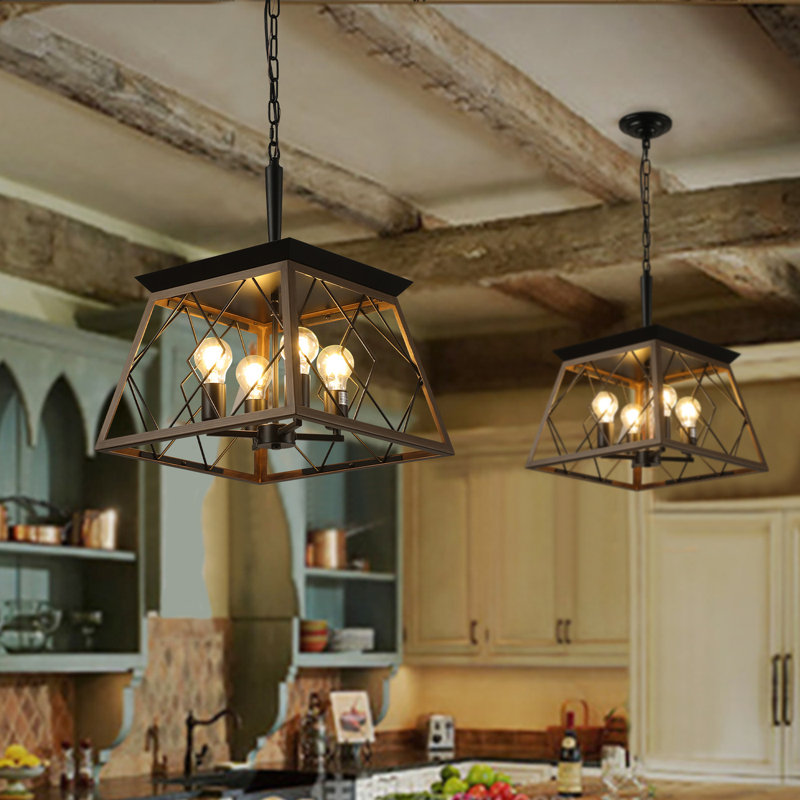 4-Walnut colored dimmable iron pendant light, Walnut