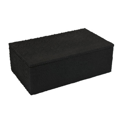 Suzie Decorative Box, Lid and Storage, Textured Black Resin 12 Inch