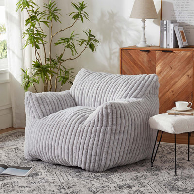 Oversized Plush Faux Fur Bean Bag Chair with Foam Filling