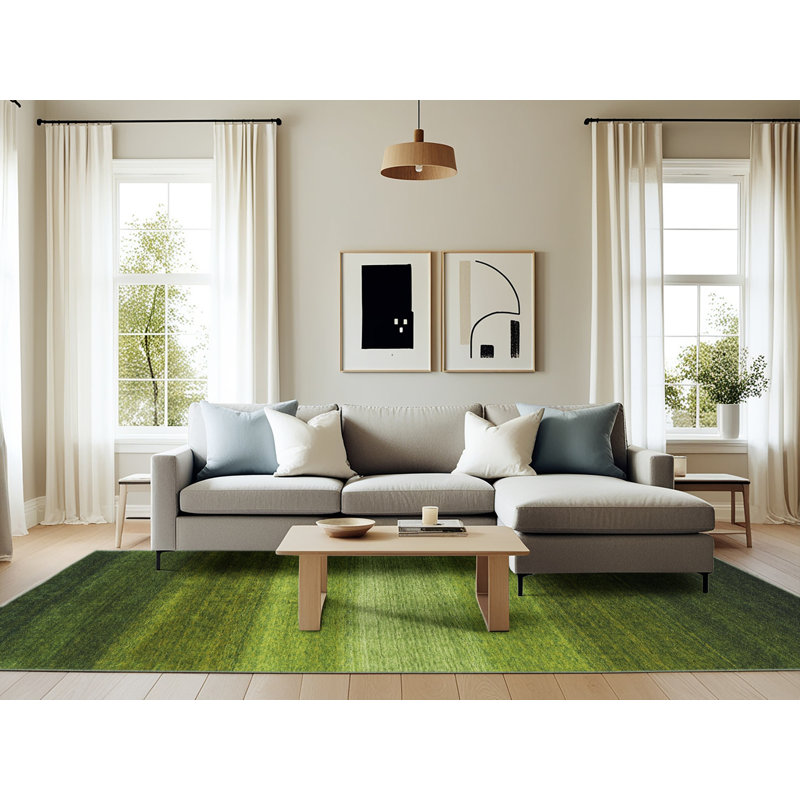 Tapis contemporain vert mer, Rectangle 6 pi x 9 pi