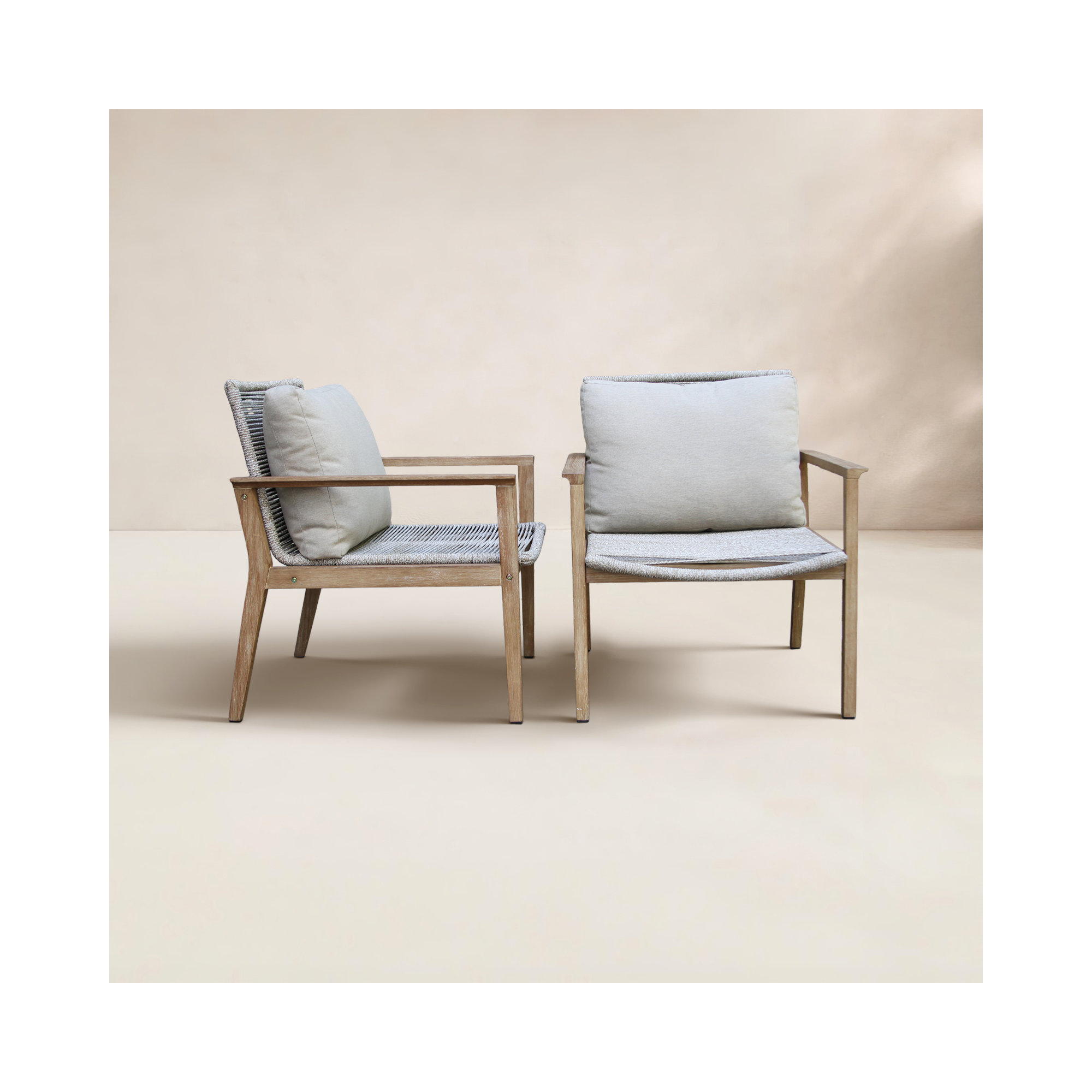 Eucalyptus Outdoor Lounge Chair, Beige