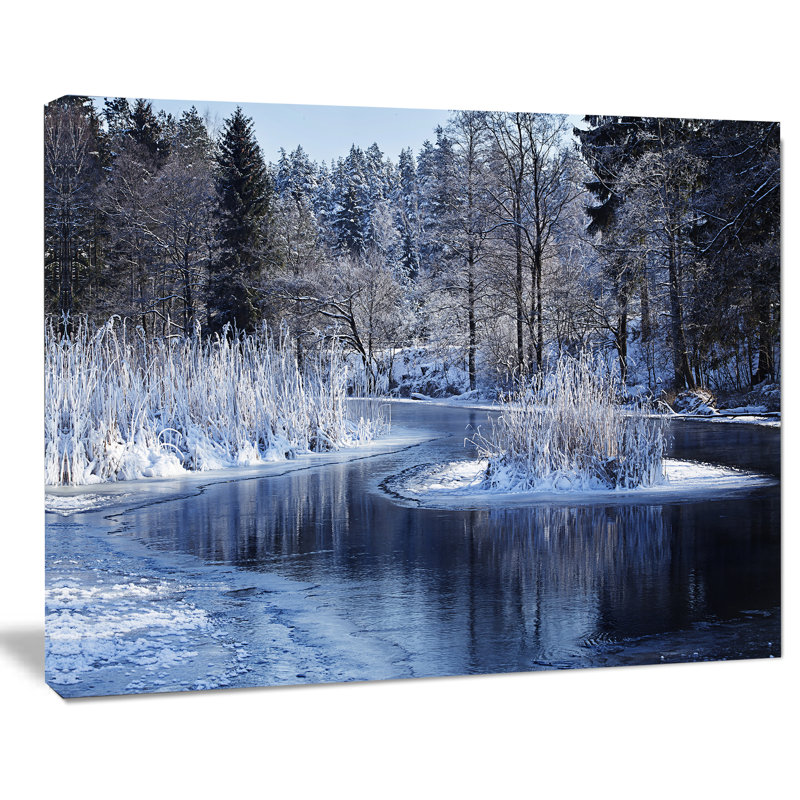 «Winter Lake in Deep Forest», reproduction de photo sur toile tendue, H 20 po x l 20 po x P 1 po