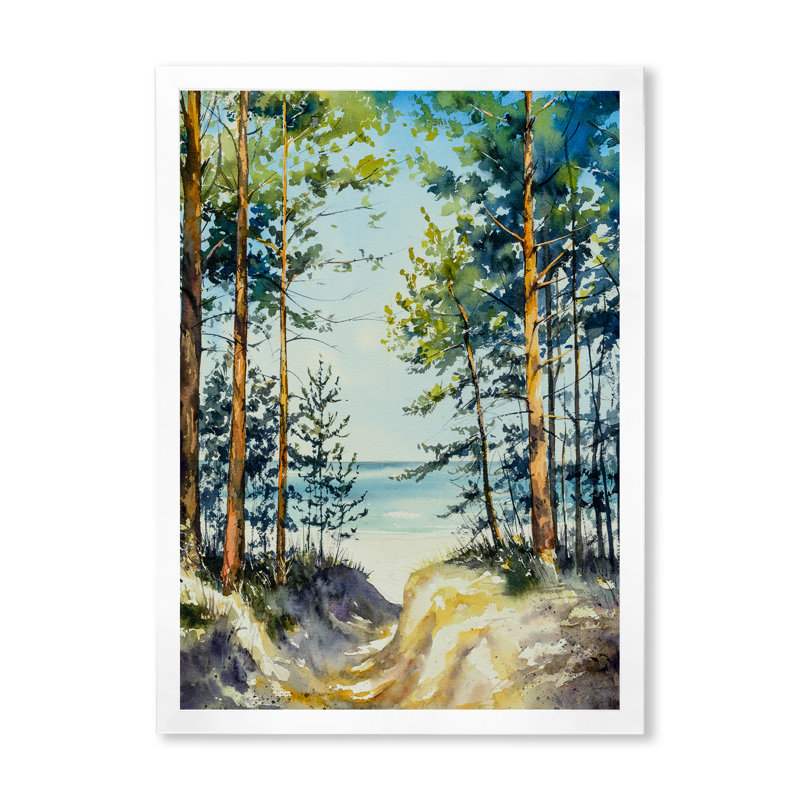 «Pine Forest Trees on High Dunes», reproduction d'art sur toile, H 20 po x l 12 po x P 1 po, Cadre photo blanc