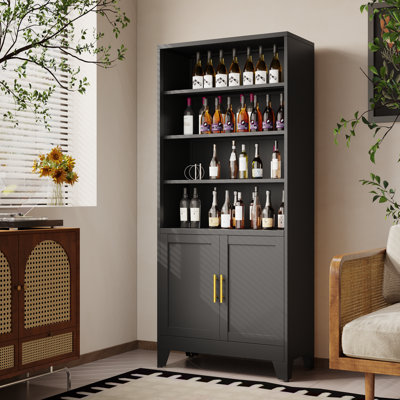 Latitude Run® 75.2''H Open Freestanding Display Storage Cabinet With Adjustable Stoarage Shelves And Doors