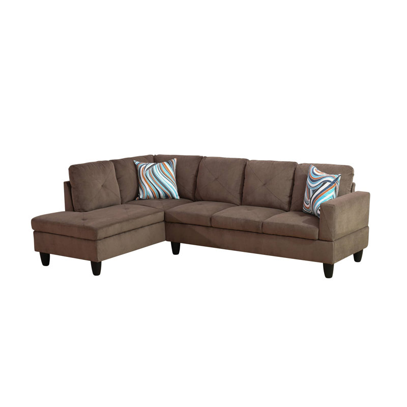 103" Verona Flannel 2-Piece Sectional Sofa Set With Chaise , Left Hand Facing, Brown Microfiber/Microsuede