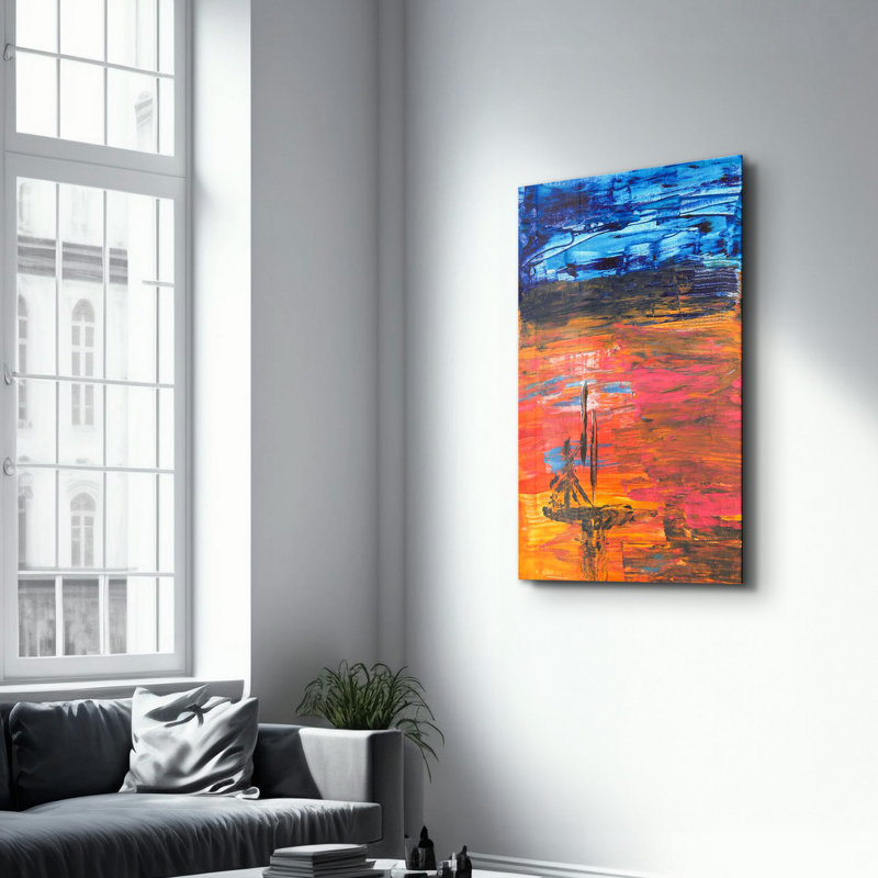 Élégante peinture murale en verre trempé de 13,8 po x 21,7 po | 100% verre trempé, épaisseur: 0,16 pouce | Imprimé UV pour des couleurs éclatantes | Parfait pour la décoration intérieure, le salon et les espaces de bureau