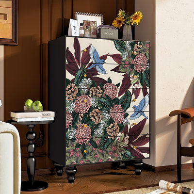Retro Five- Drawer Storage Cabinet Accent Chest