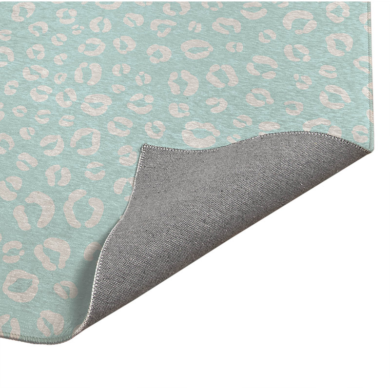Tapis de cuisine anti-dérapant Leopard Play, Rectangle 4pi x 6 pi, Bleu clair