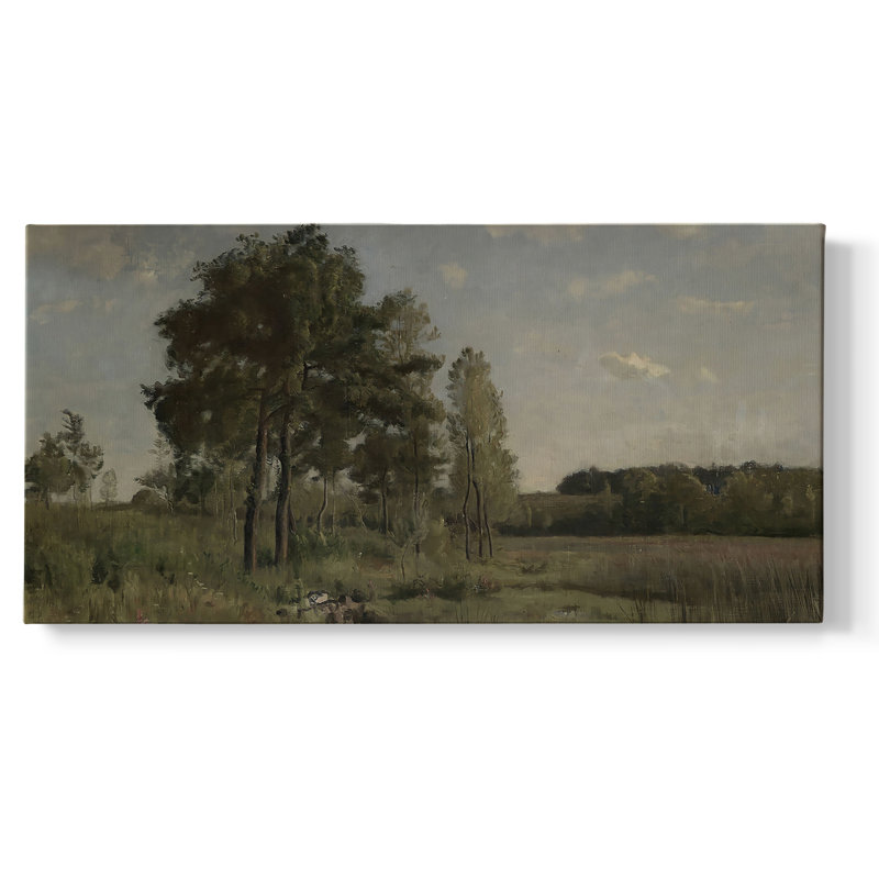 Paysage, série DC DCXI, toile tendue avec châssis, prête à être accrochée, H 21 po x l 41 po, Doré