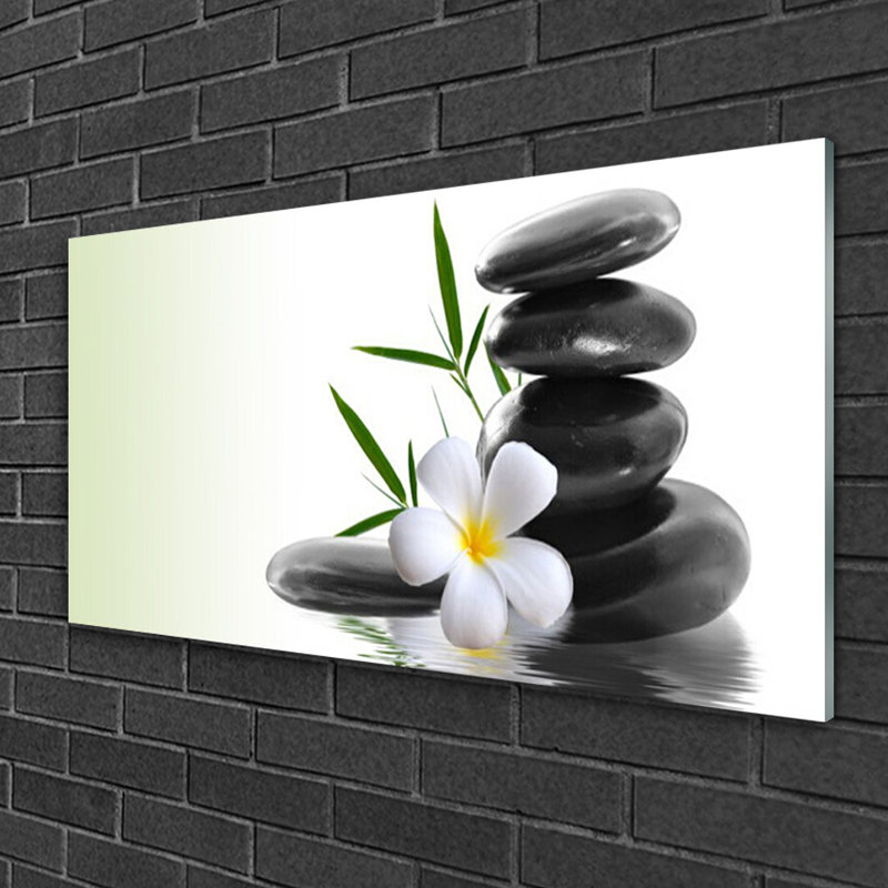 Art Flower Stones - No Frame Print on Glass