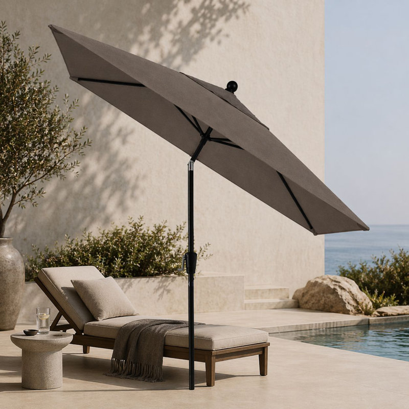 Natalie 103'' x 78'' Rectangular Market Umbrella, Starring Gray, Spectrum Graphite Sunbrella® Plainweave