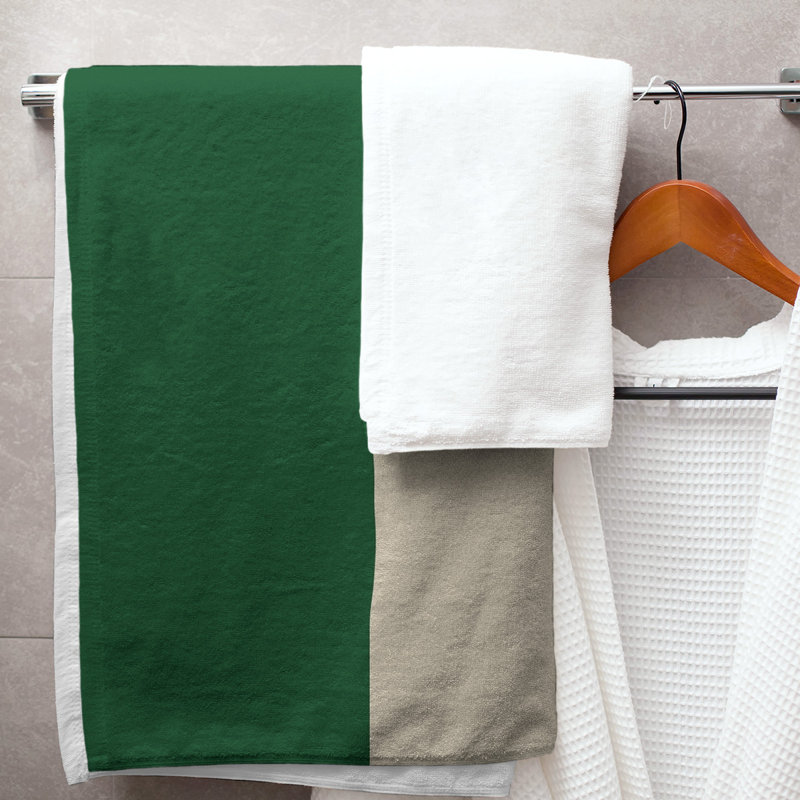 Cotton Blend Lightweight Bath Towel, Green/Cream
