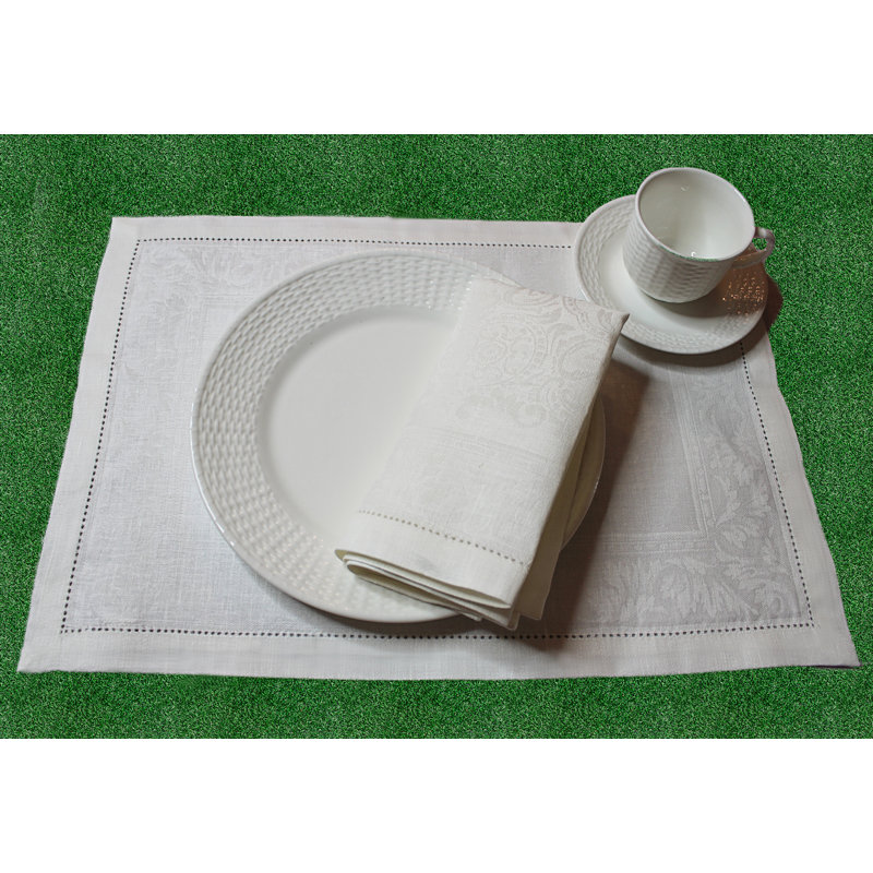 Linen Rectangle Placemats, Ivory/Taupe