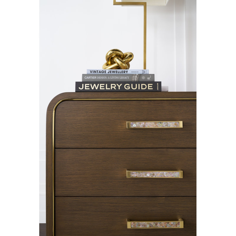 Judith Leiber Couture 3 - Drawer Nightstand, Gold/Gray/Mink
