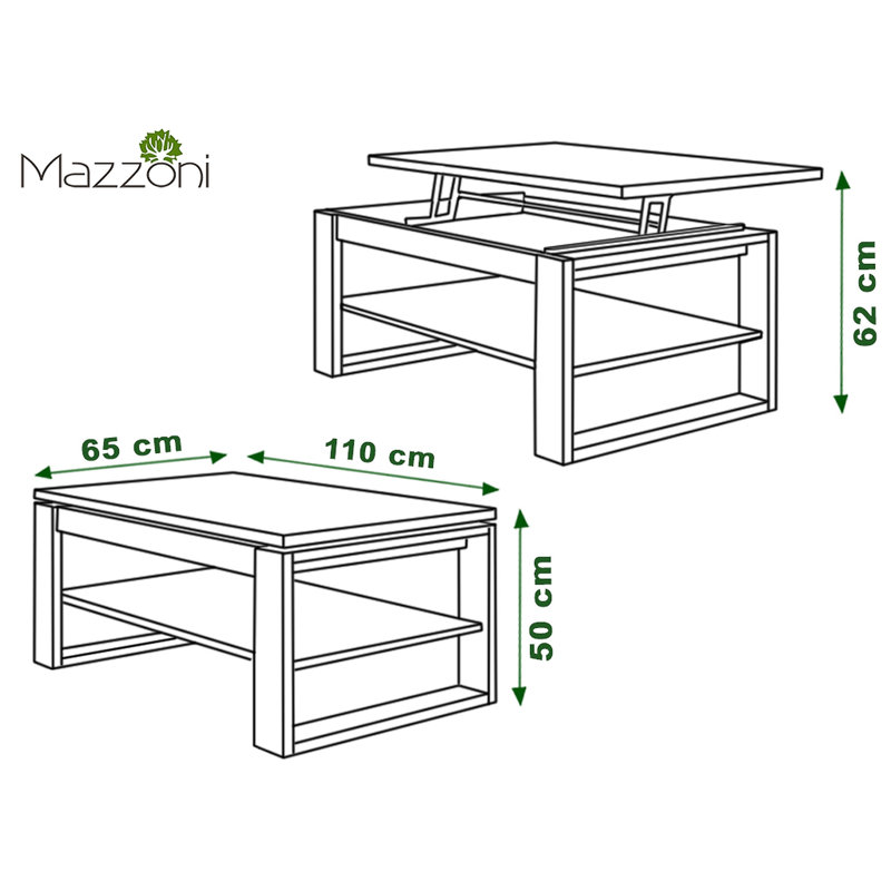 Sled Coffee Table with Storage, Sonoma Oak
