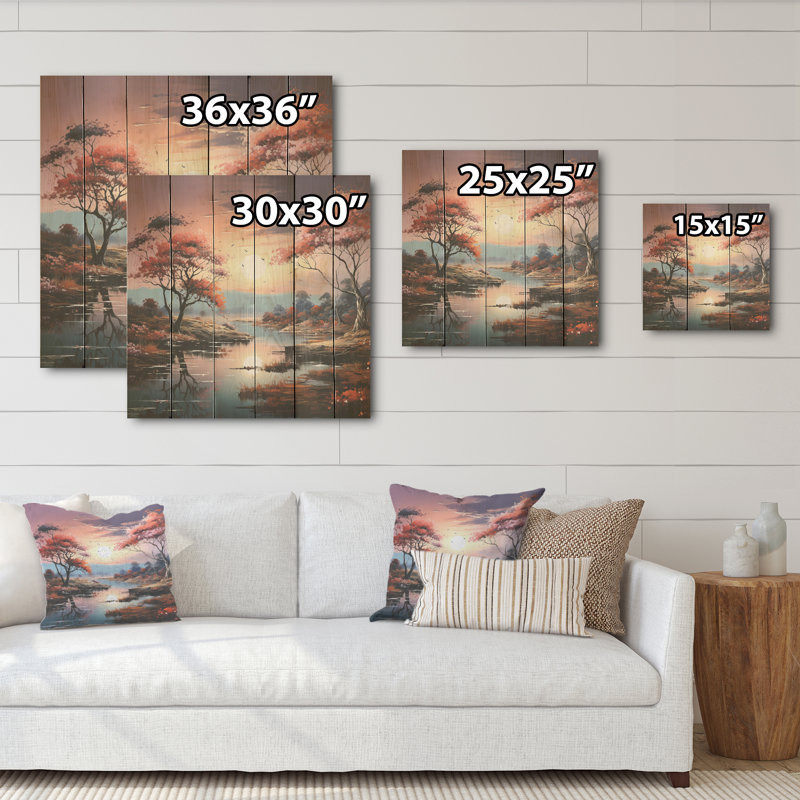 «Mystical Lakes», art liquide sur bois de pin naturel sur bois de pin naturel, H 15 po x l 15 po