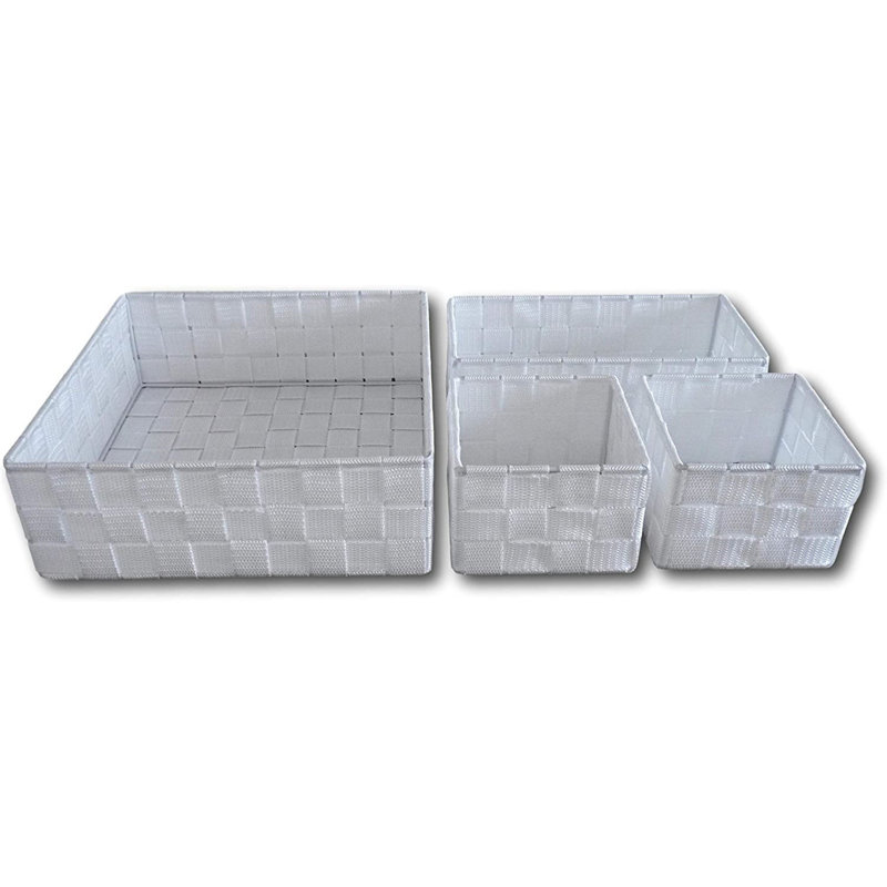 Ensemble de 4 paniers en tissu, Blanc