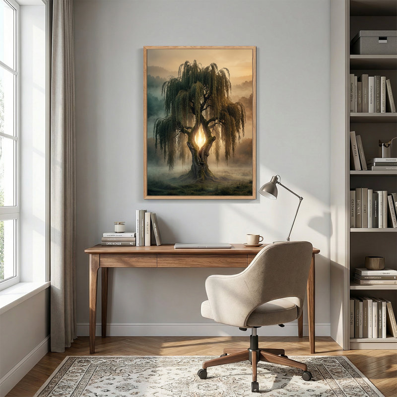 Art doré sur toile en saule dorée, H 48 po x l 36 po