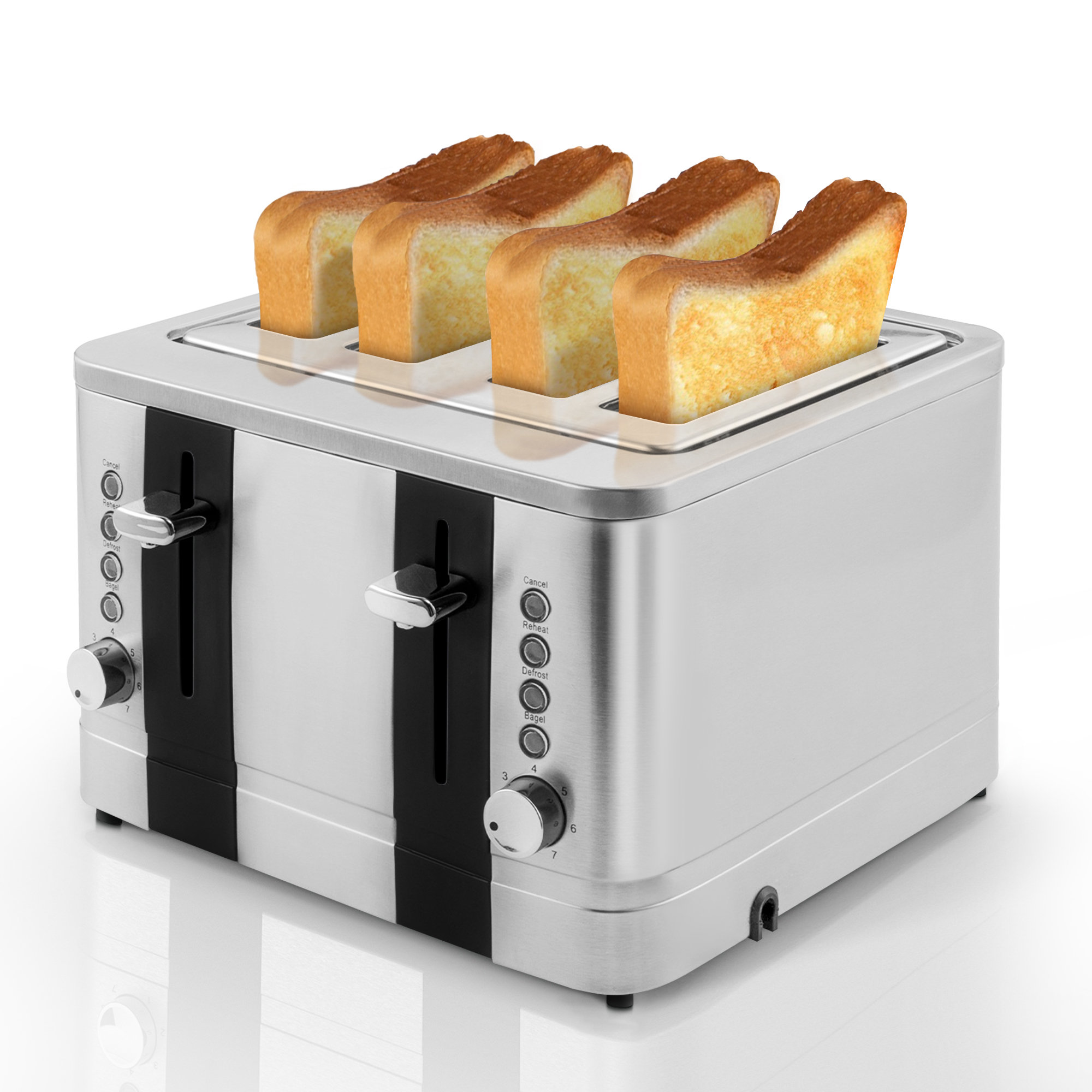Lifease Geek Chef 4 Slice Stainless Steel Extra-wide Slot Toaster