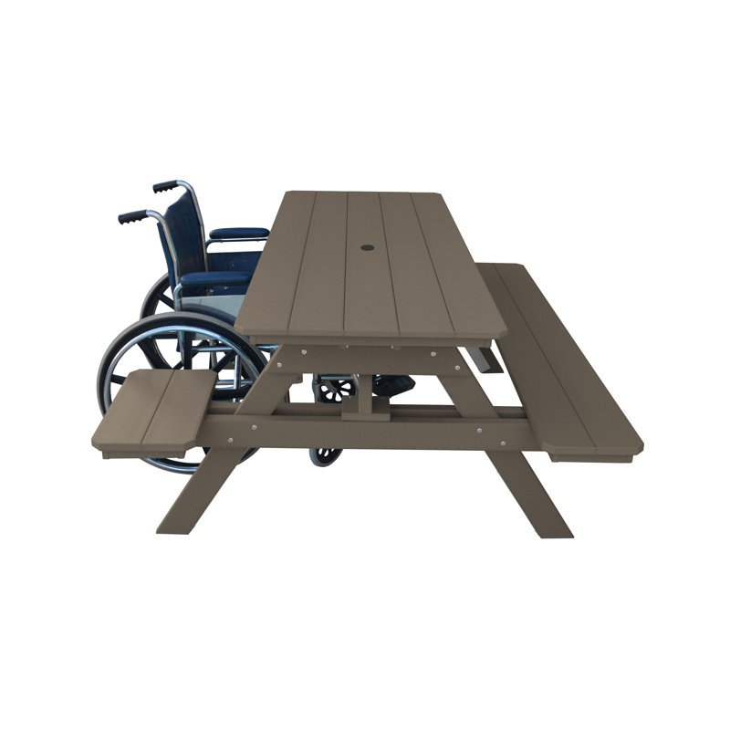 Azor Rectangular Outdoor Picnic Table Yes , 70 " W 60 " D, Weathered Wood