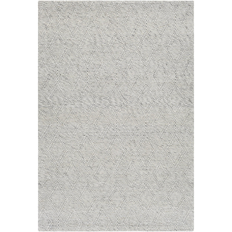 Rectangle Roeline Argyle PET Wool Area Rug in Gray, Rectangle 2' x 3'