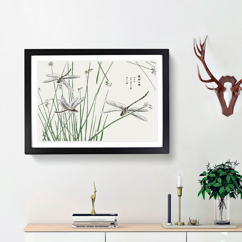 Dragonflies by Morimoto Toko - Picture Frame Painting Print, 36cm H x 48cm W x 2cm D, Black Framed