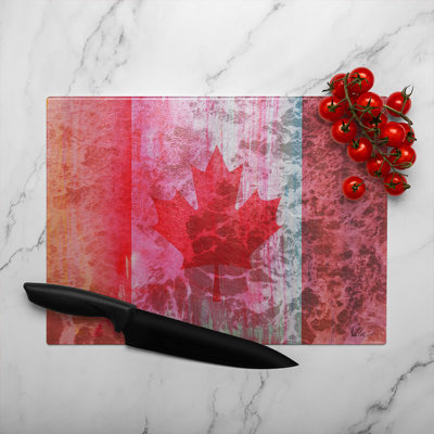 Canada Flag Glass Chopping Board