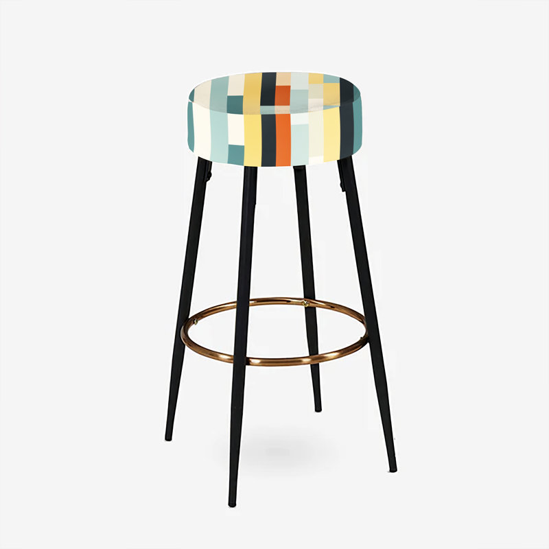 Ensemble de 2 tabourets de bar rayés jaunes et verts