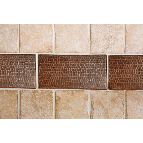 4" x 8" Hammered Copper Tile - Quantity 8