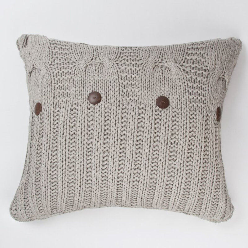 Wildomar Buttons Cotton Throw Pillow, Gray, 20"H x 20" W