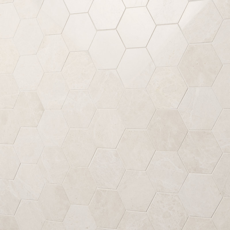 Vanilla White 12 In. X 12 In. Hexagon Polished Marble Mosaic Floor And Wall Tile (8 Sq. Ft. / Case)
