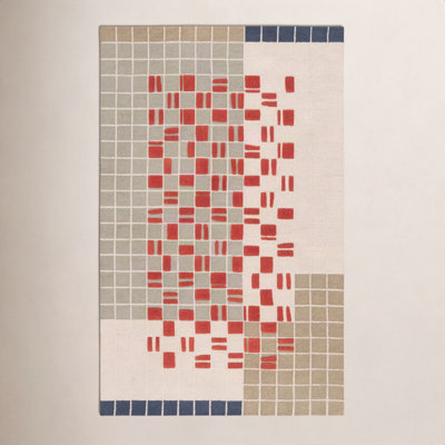 Elswick Gray Red Hand-Tufted Geometric Wool Rug