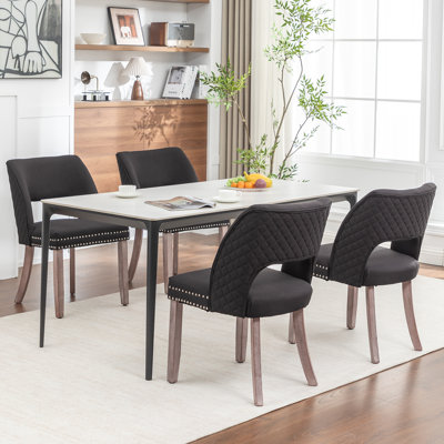 Ensemble de 4 chaises de salle à manger en bois, chaises de salle à manger rembourrées avec pieds en bois massif, 2 chaises de cuisine modernes