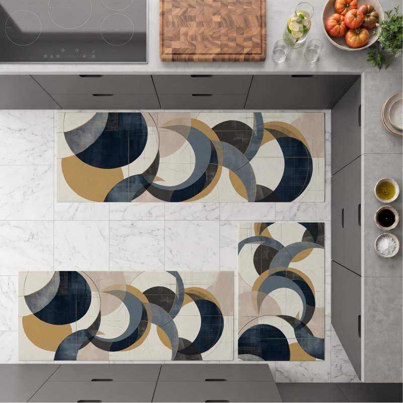 Abstract Circles Non-Slip Washable Kitchen Mats