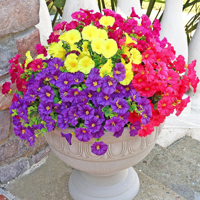 16PCS artificielles artificielles, fleurs en soie artificielle