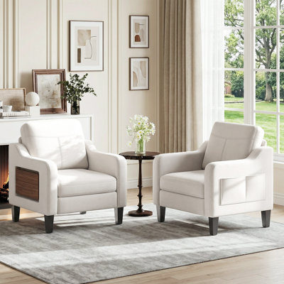 Mid-Century Modern Accent Chair, PU Leather, Solid Wood Frame With Foam Cushions