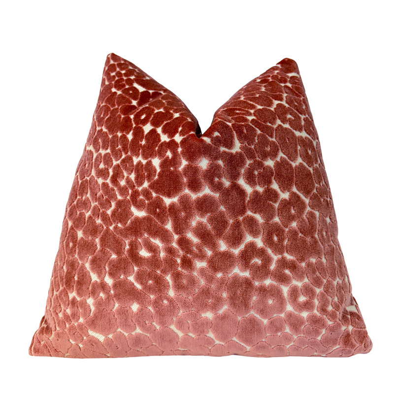 Animal Print Velvet Throw Pillow Cover, 20"H x 20"W, Desert Coral