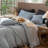 MooMee Wavy Striped Duvet Cover Set 100% Washed Cotton Linen Like Textured Breathable Lightweight-107521576-107521574